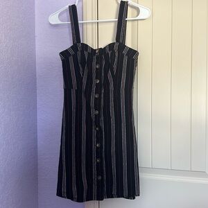 striped overall dress
